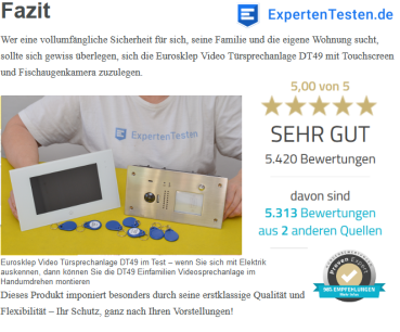 Preview: Bewertungen 2 Familien Video Türsprechanlage Warentesturteil Sehr gut von Expertentesten